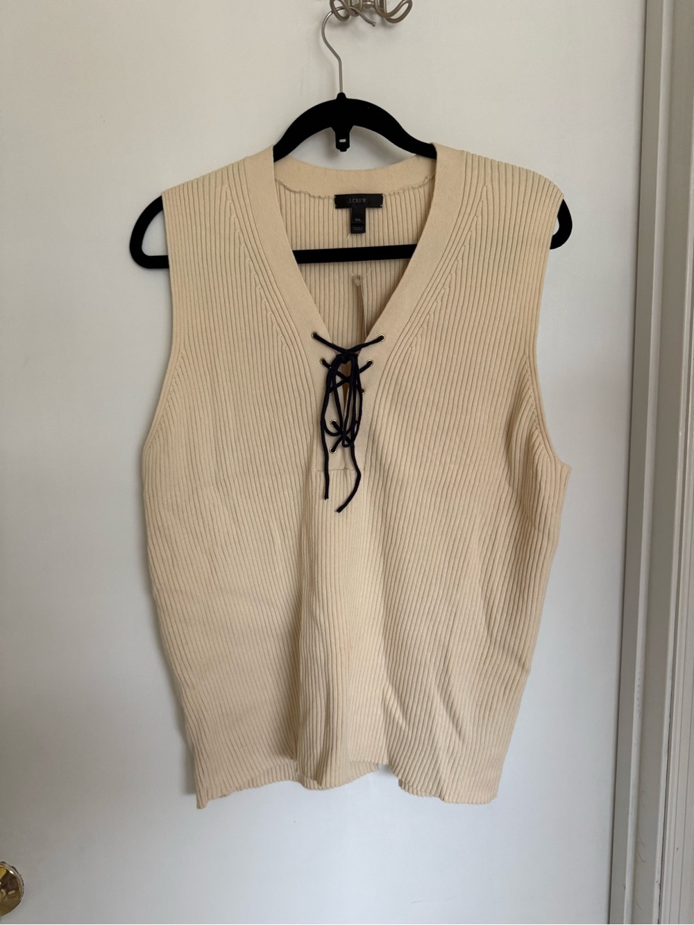 J. Crew NWT lace up cream lightweight sweater tank